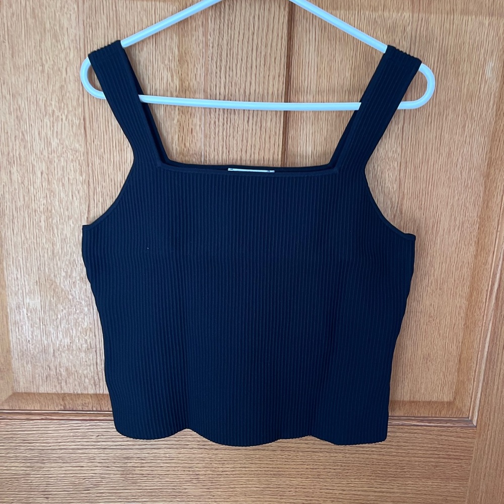 Carly Jeans Spencer tank Ribbed Square-Neck Tank Top - Black